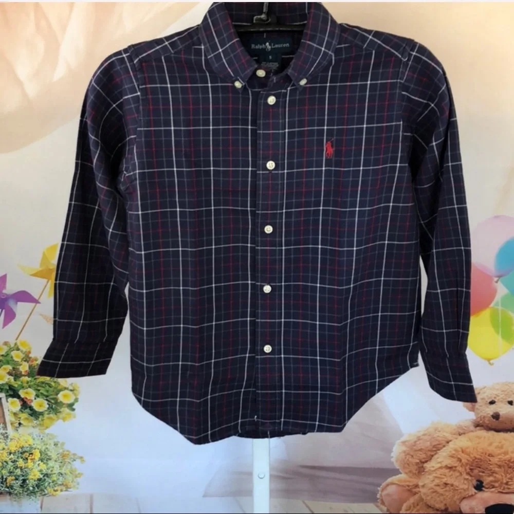 Boy's Polo Navy Plaid Shirt